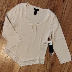 Ralph Lauren Cream Lace Trim Blouse